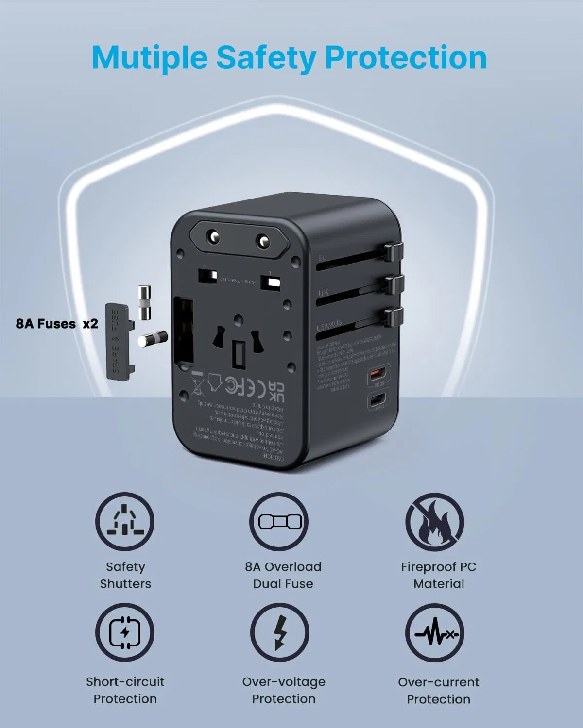 35W Universal Travel Adapter International Worldwide Power Adapter