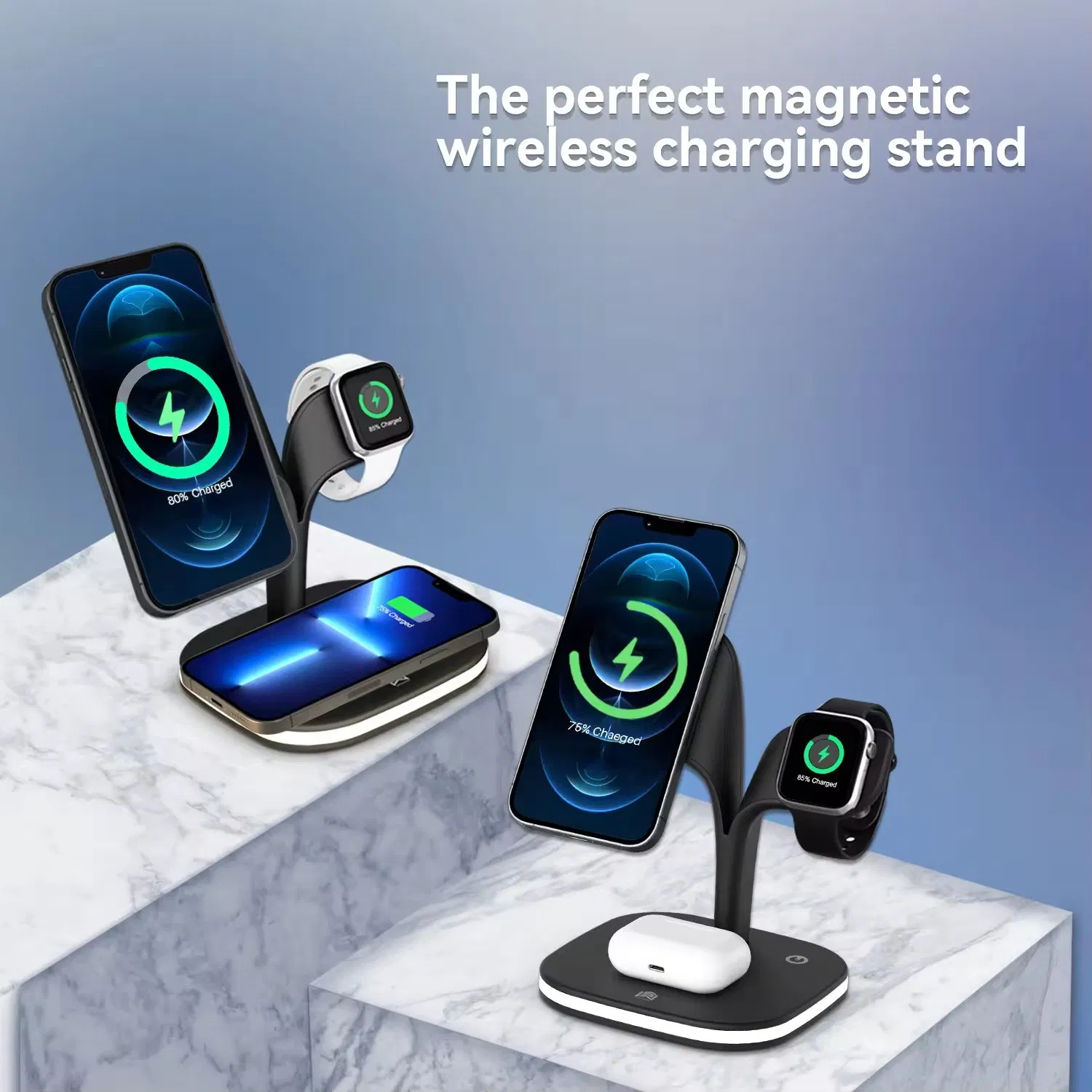2025 Newly Holder Mobile Phone Popular Multifunctional 5 In1 4 in 1 Wireless Charger Fast Charging Dock Stand Charging Station