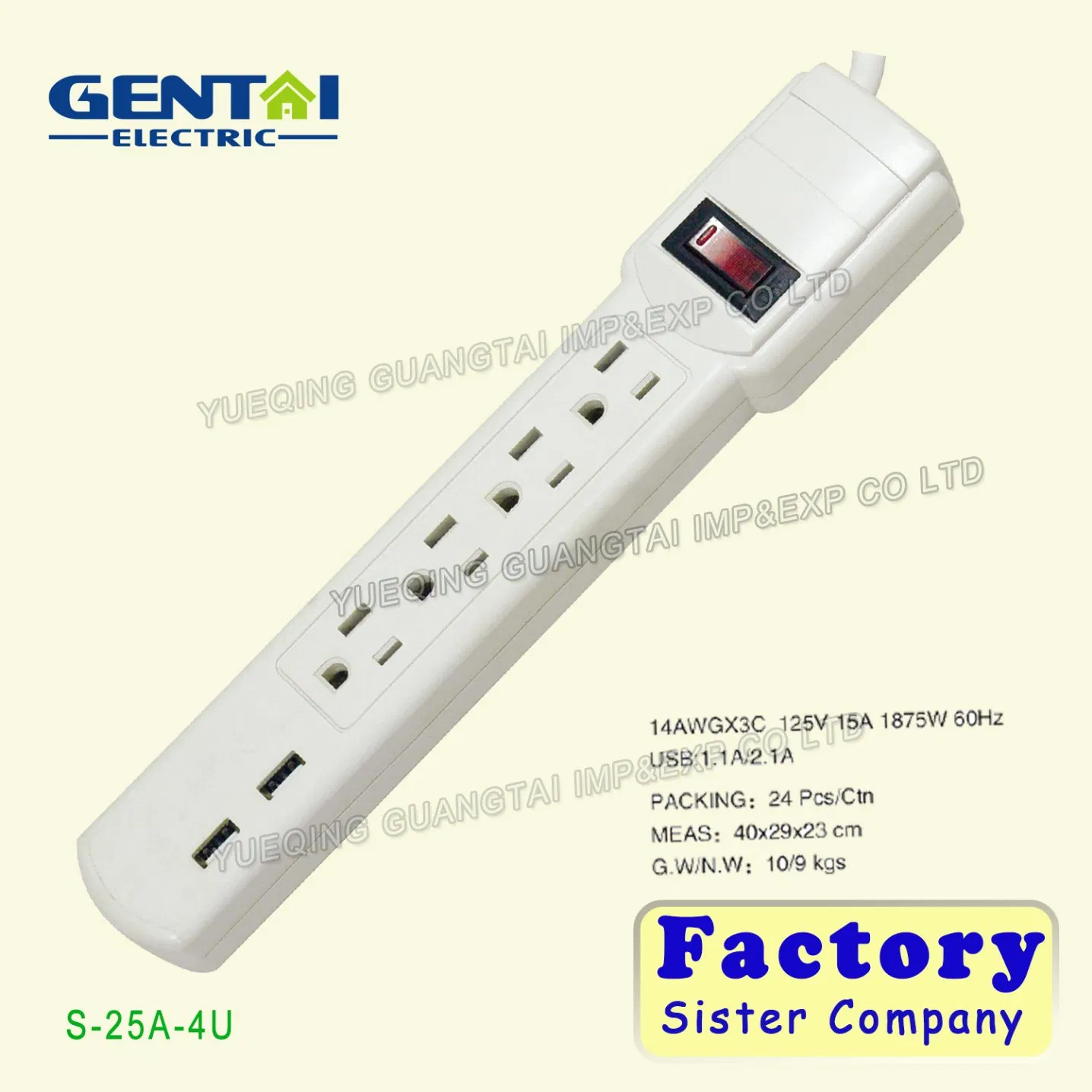 6 Outlets Surge Protected Power Strip with USB Ports