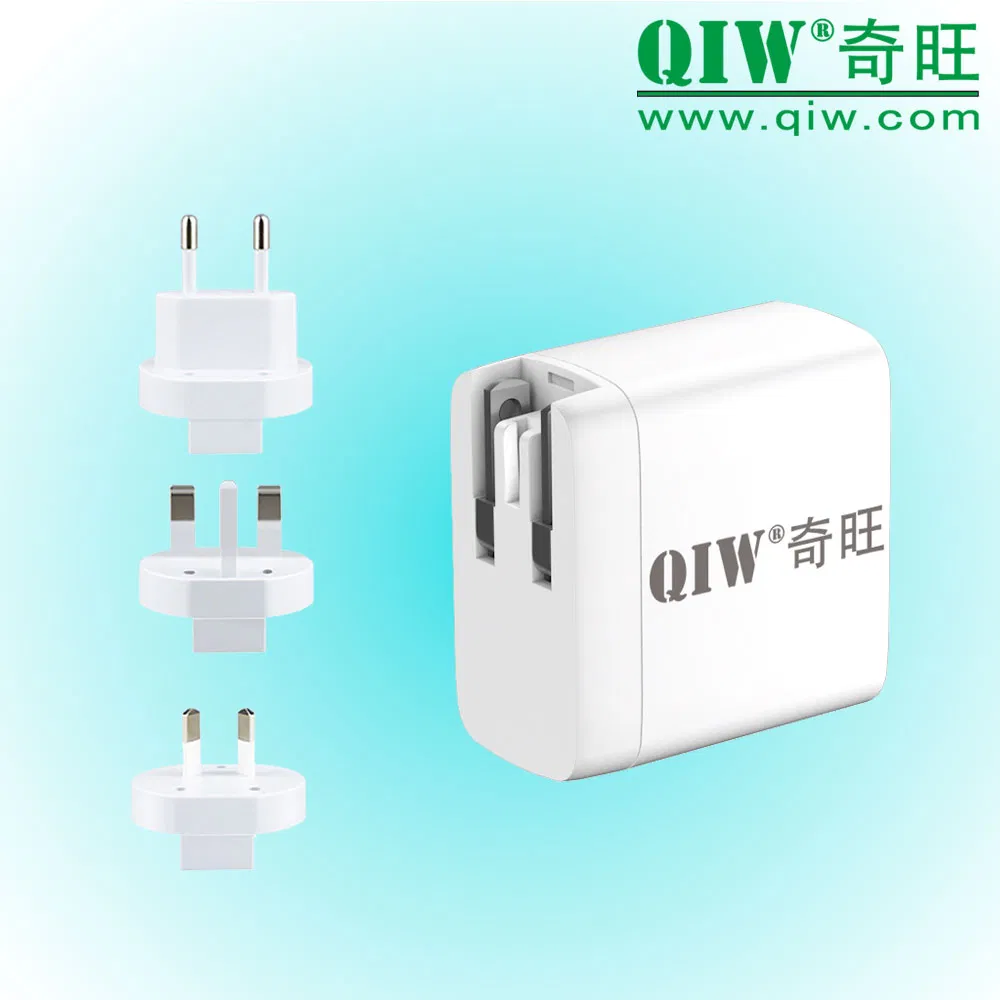 Qiw AC Adapter Pd Charger TUV GS CE LVD GaN Charger USB Fast Charger 45W 65W EU Europe Germany Laptop Tablet Mobile Phone Smartphone Switch 2 IEC En 62368-1