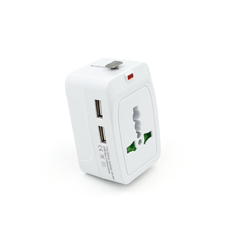 931L 2 USB Universal Travel Adapter with UK Us EU Aus Plug Worldwide