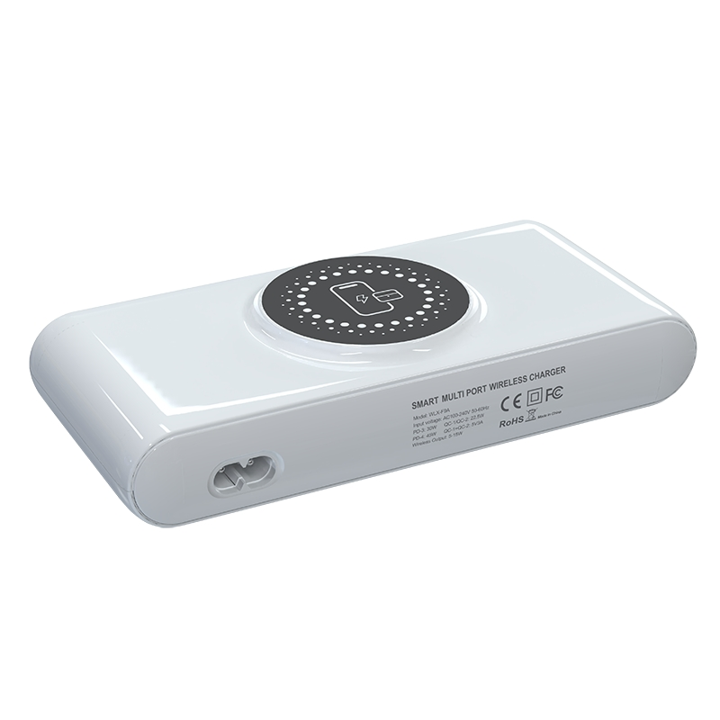 Wlx-F9a Desktop Charging Station 72W Multi-Port Charger Wireless Charging Dock with RGB Ambient Light