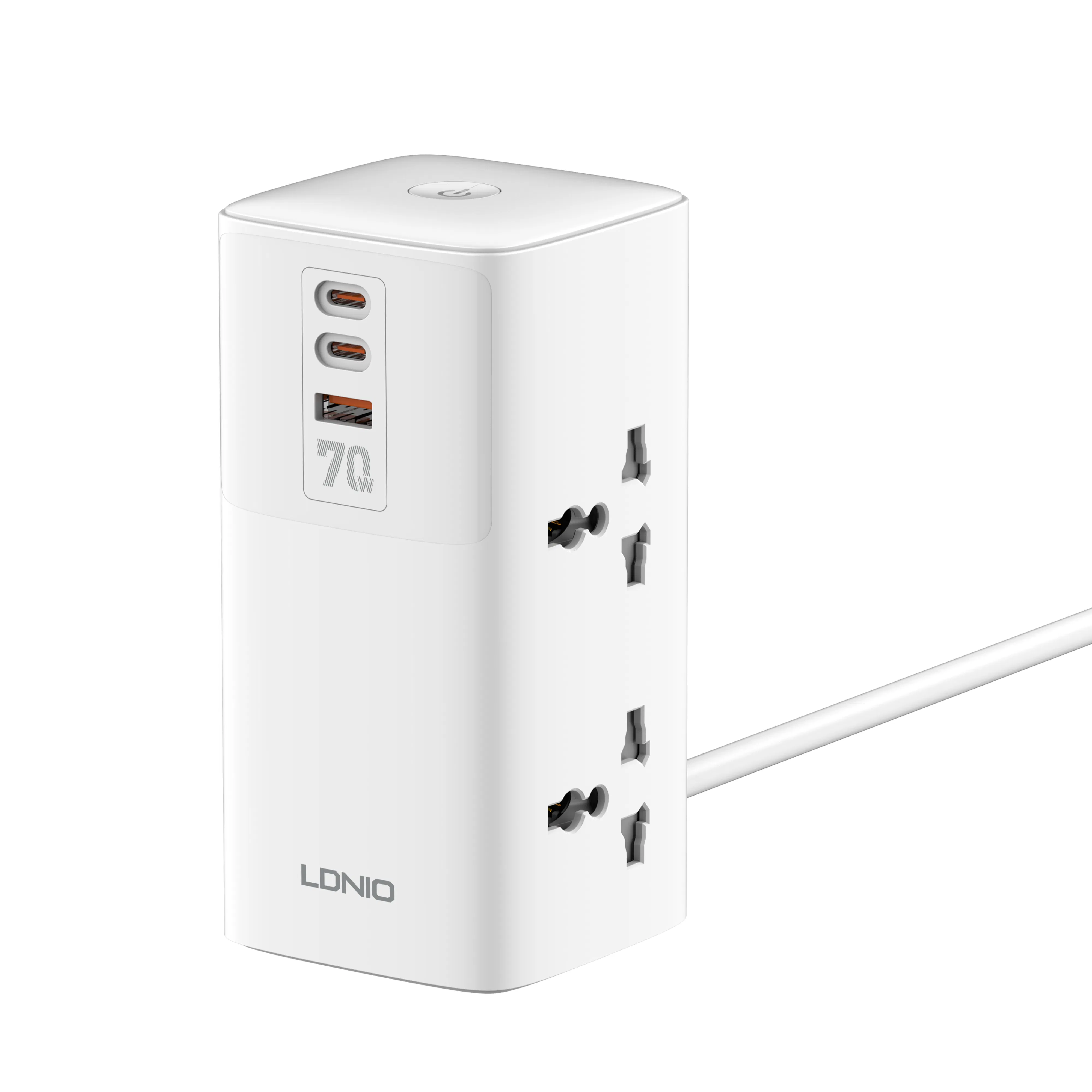Ldnio Sc4383 Premium 2500W Universal Power Strip Tower - 4 Gang Sockets 70W USB-C Fast Charge Electrical Power Strip