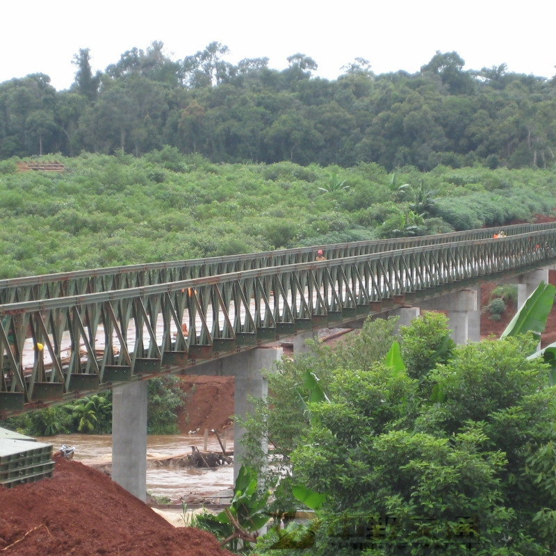 Heavy Duty Crossbeam 321-Type Galvanized Portable Structures Prefab Prefabricated Steel Bailey Bridge with Type 28 I-Beam Excellent Structural Integrity