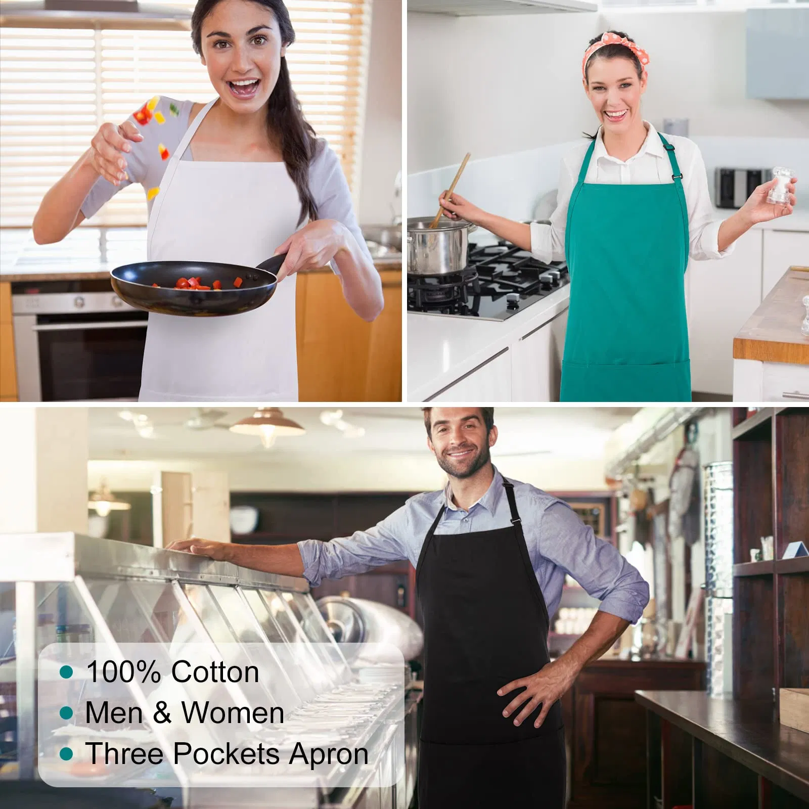 Wholesale Price 3 Pockets Adjustable Amazon Bestsellers Bib Cooking Women Men Apron