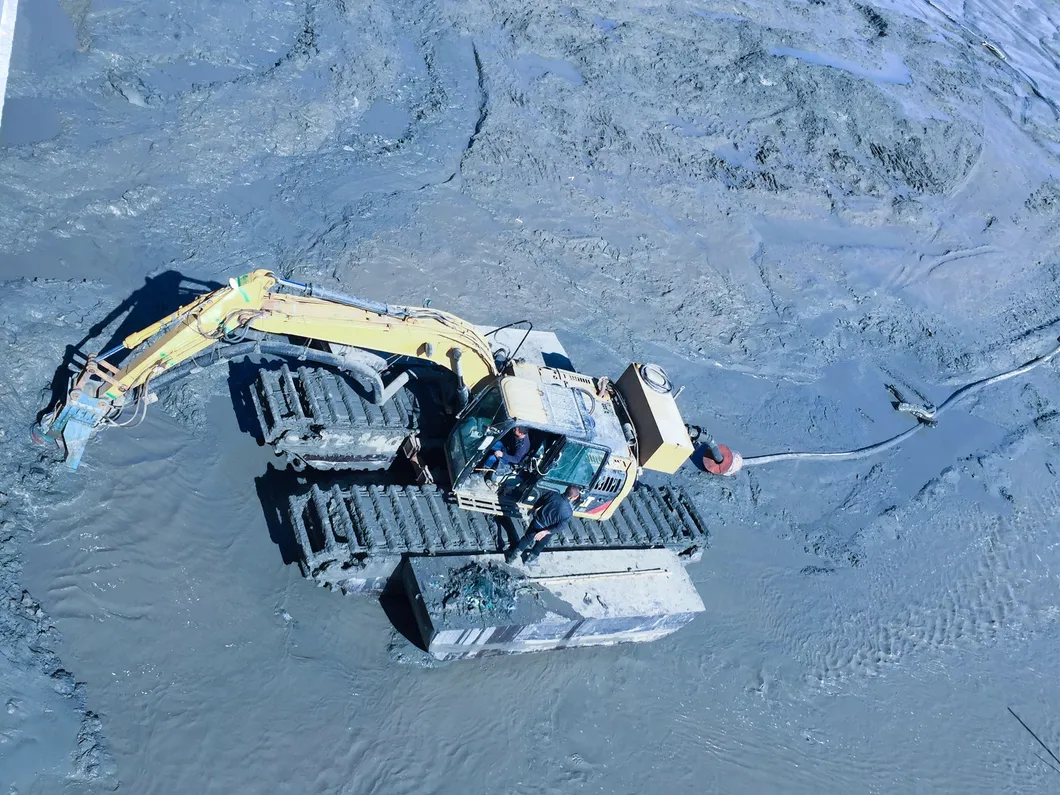 Amphibious Excavator Front View