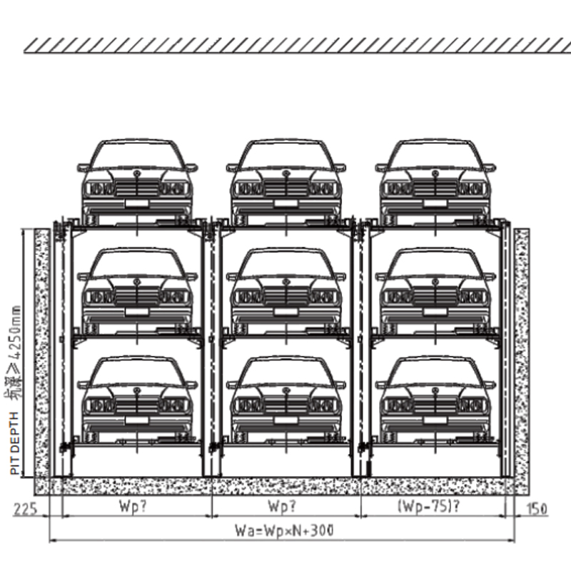 Underground Parking Vertical Stacker Parking Lift Hydraulic Pit Stack Puzzle Pit Parking