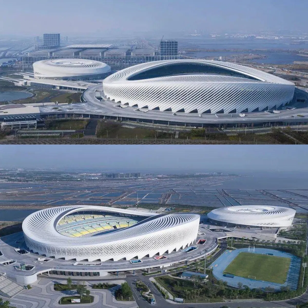 Modern Design Rubber Running Track Prefabricated Steel Structure Frame School Sport Stadium for Football Basketball Concert Stadium