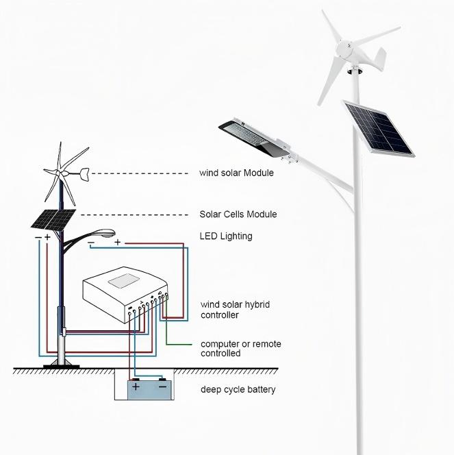 Eco-Friendly Outdoor LED Street Lighting for Wind Hybrid and Solar Power System with Vertical Wind Turbine