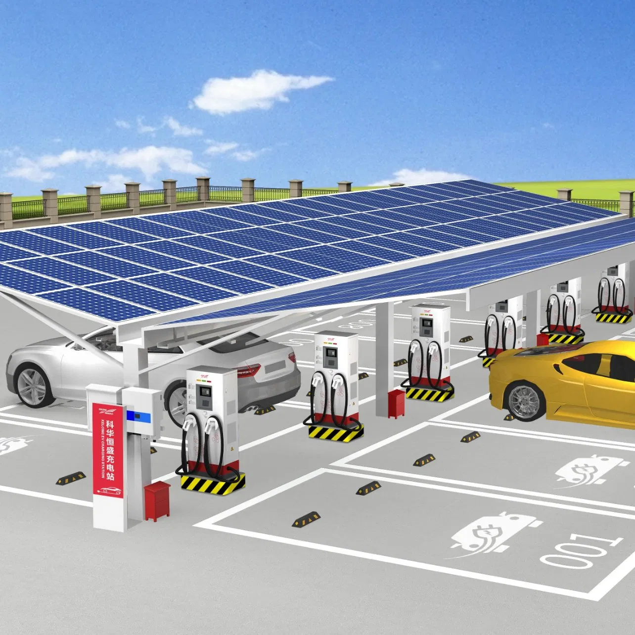 Ssss Waterproof Photovoltaic Carport Commercial Solar Parking EV Charging Canopy