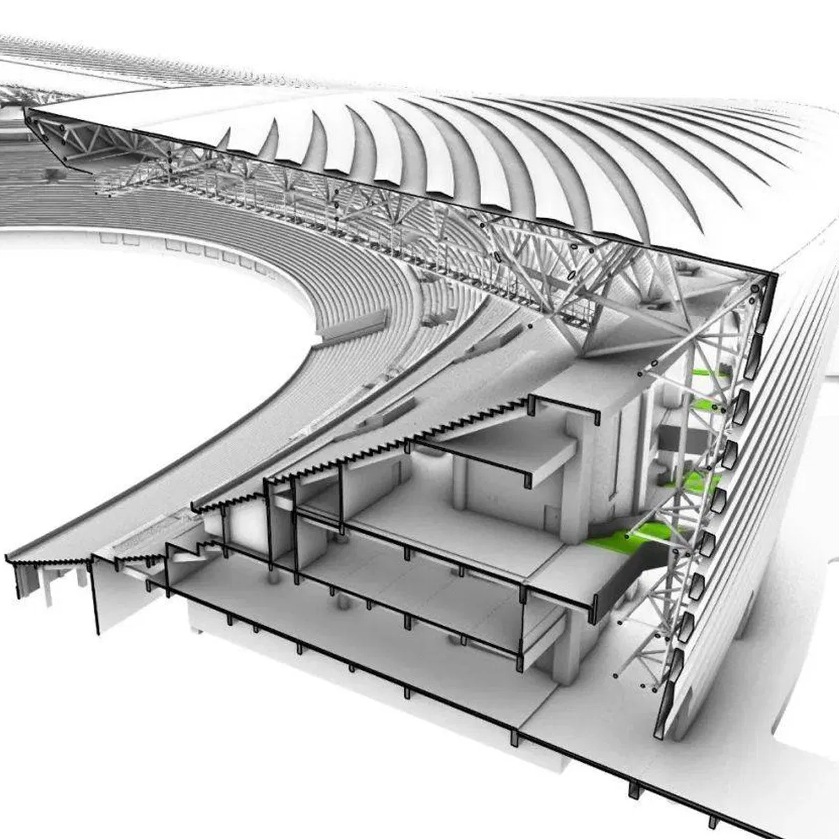 Modern Design Rubber Running Track Prefabricated Steel Structure Frame School Sport Stadium for Football Basketball Concert Stadium