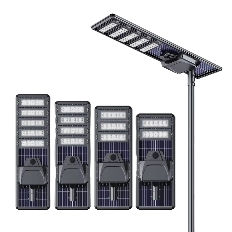 Newly Designed Integrated Solar Street Lamp System, Featuring a Solar Panel and Aluminum IP65 Outdoor Road Lighting Pole for Illumination.