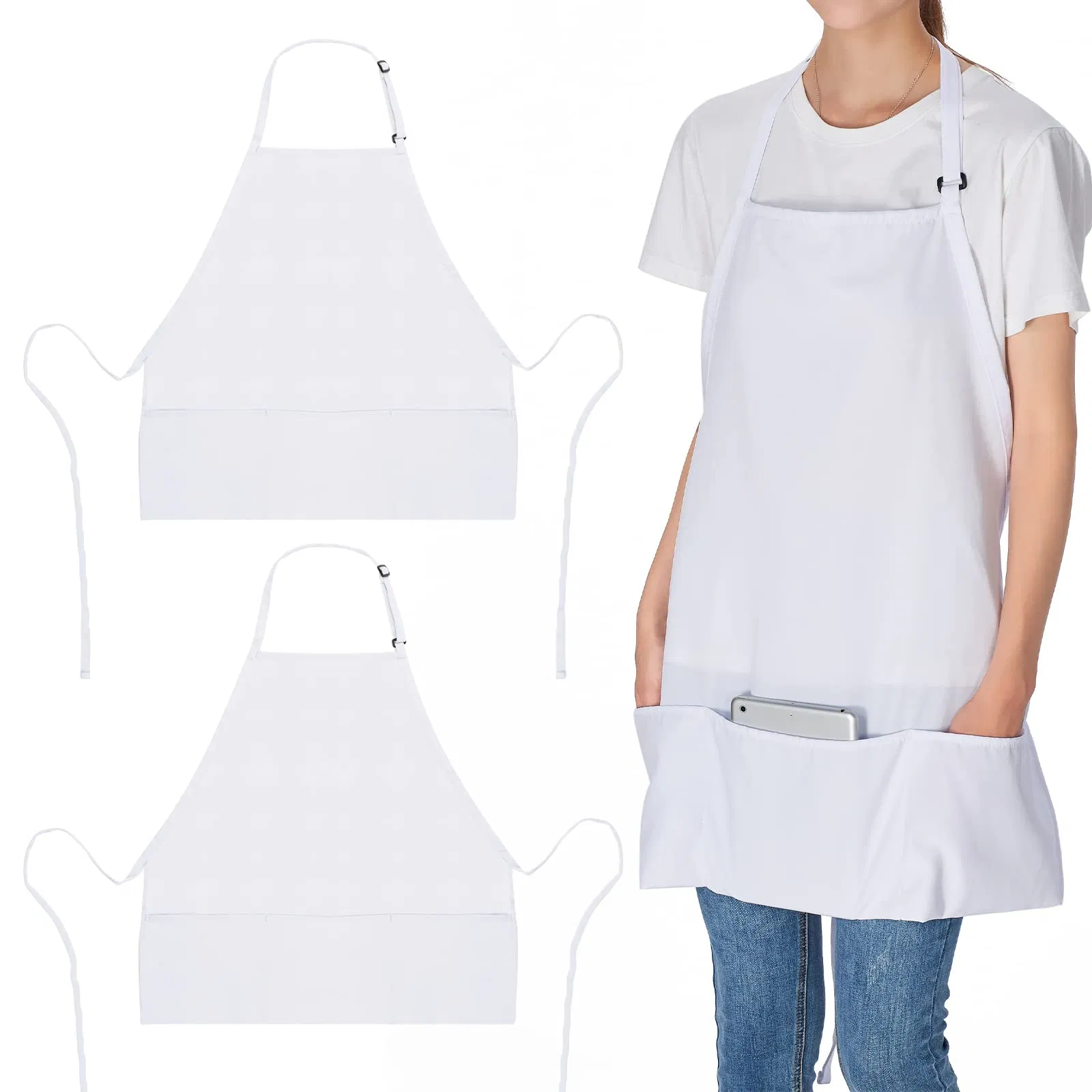 Wholesale Price 3 Pockets Adjustable Amazon Bestsellers Bib Cooking Women Men Apron