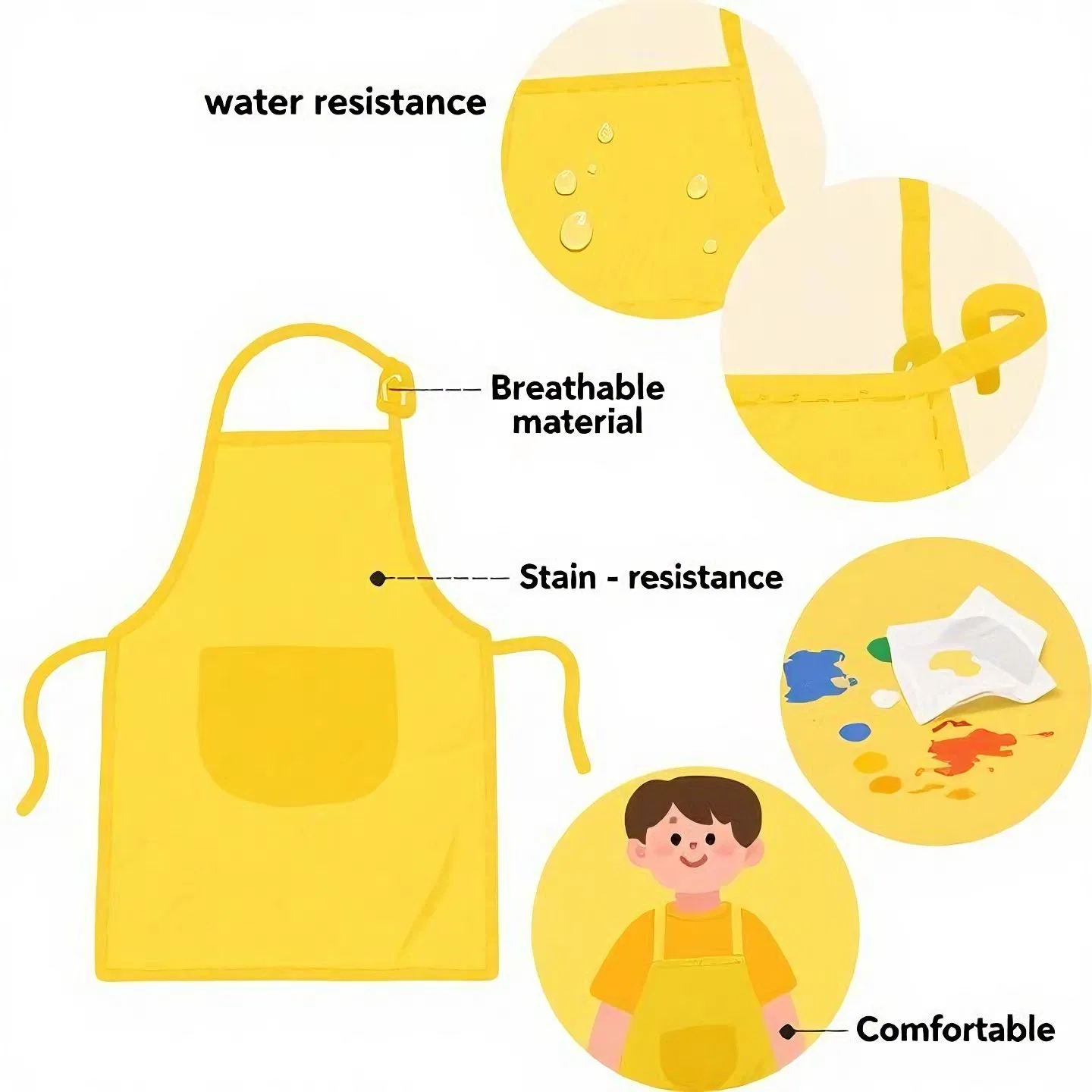 Custom Logo Print Eco-Friendly Disposable Non Dirt Resistance Woven Kids Art Apron for Painting