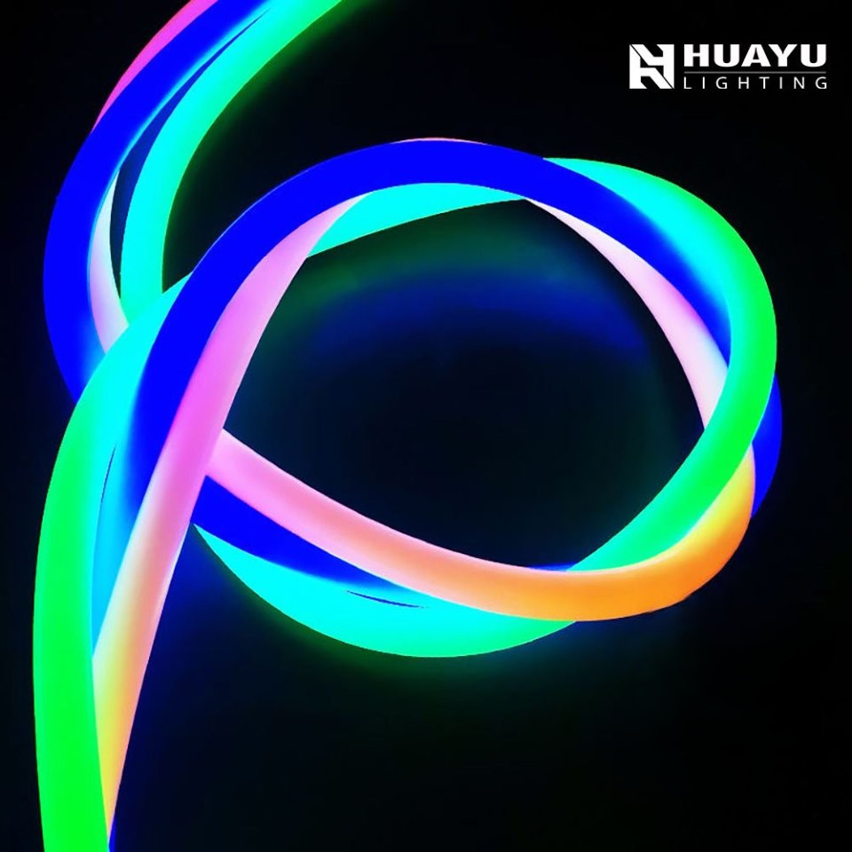 Architectural Grade D18 360° RGB Neon Spi Series Color Changing, IP67 Waterproof, DC12/24V Input for Facade and Decorative Lighting