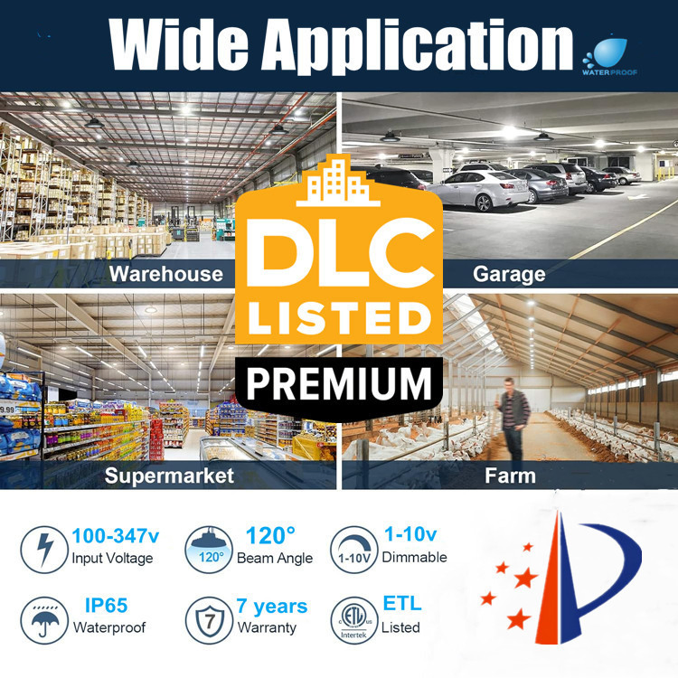 4CCT 3 CCT ETL Dlc SAA CB 1-10V &amp; Dali Group Dimmable Highbay Multiple Power 200watt 150watt 100watt Selectable Colors UFO Industrial High Bay Lighting IP66
