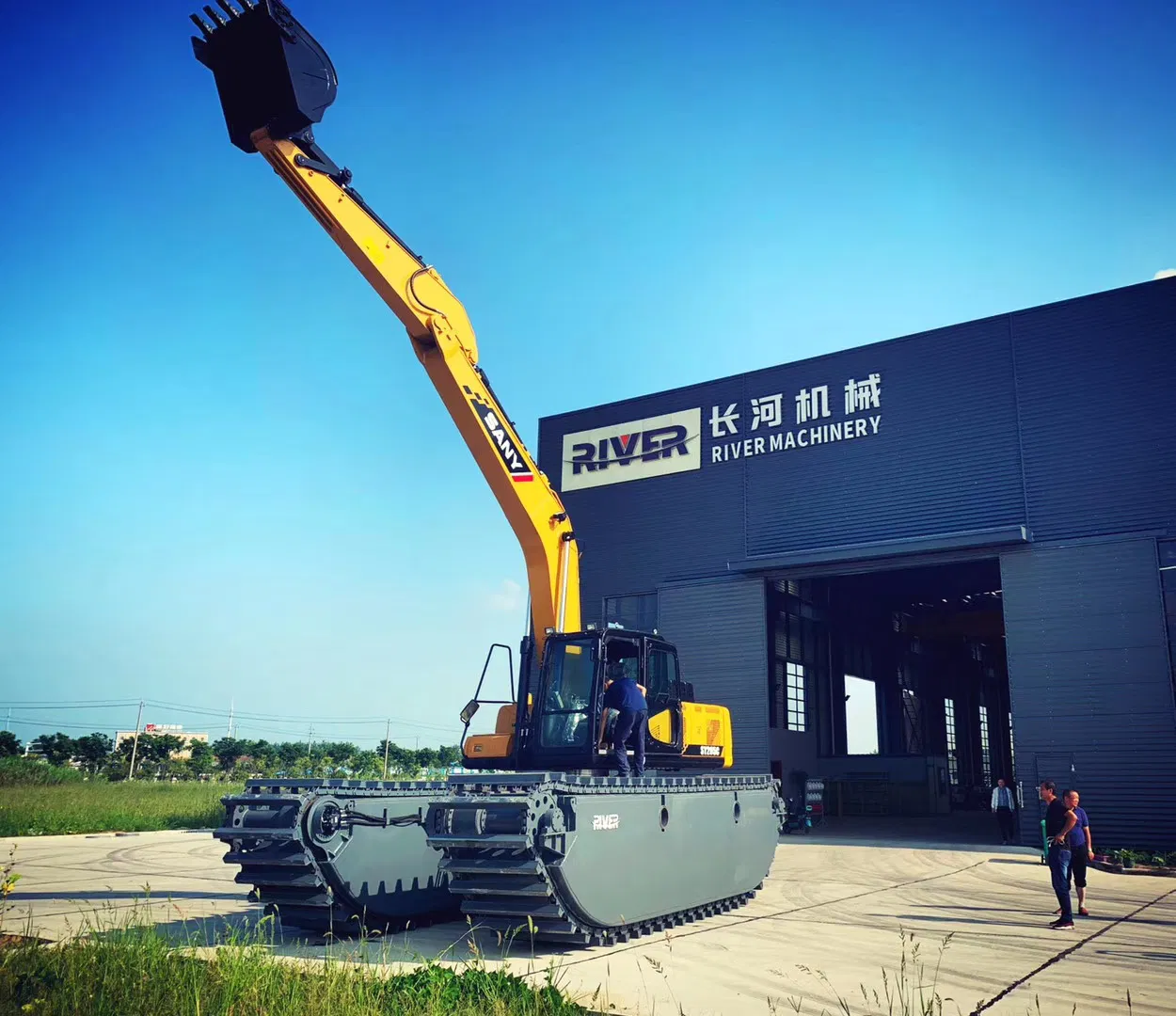 Sy205c Amphibious Excavator Swamp Buggy Underwater Excavator with Floating Pontoon