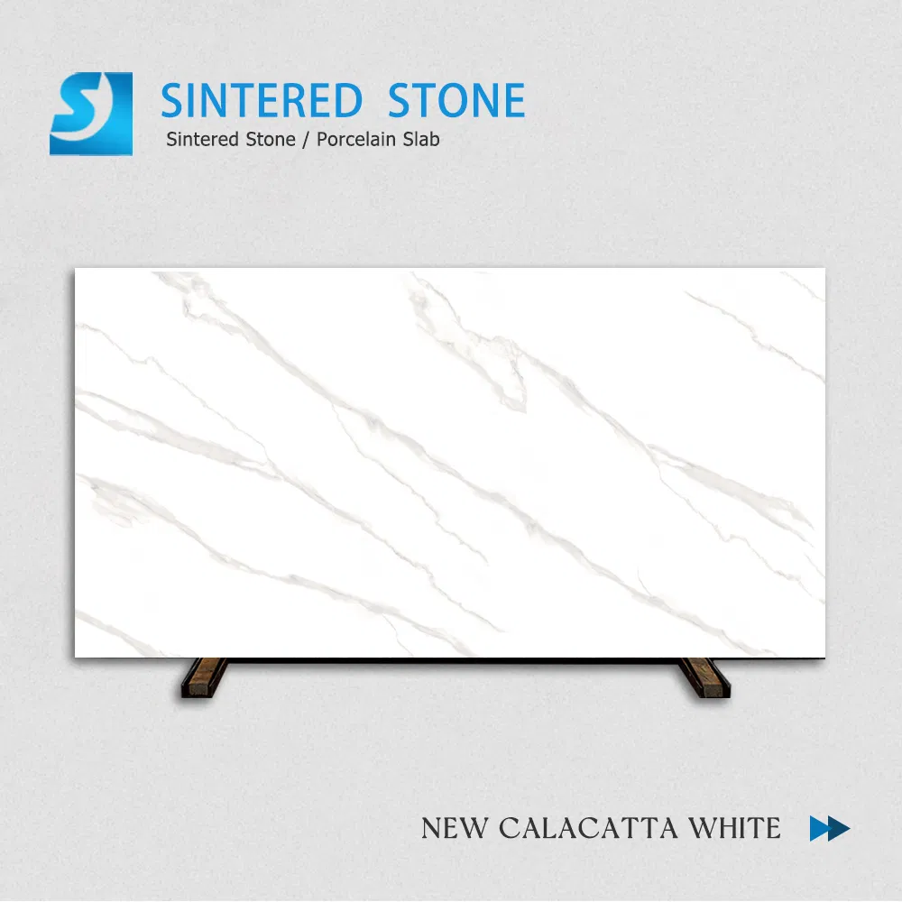 Polished White Larg Format Porcelain Marble Sintered Stone Office Reception Desk Stain Resistant Eco Friendly Foshan