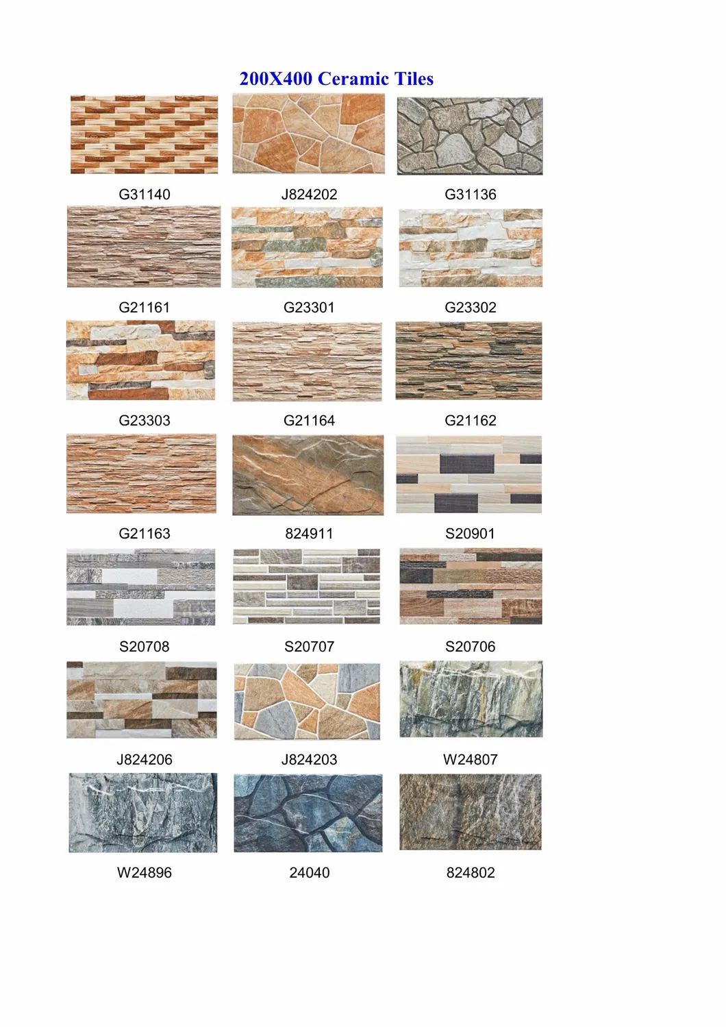 Rustic Stone Ceramic Finish Tile Design 1