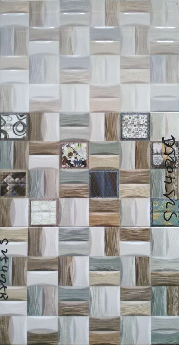 Elegant Basket Pattern Wood Grain Texture Mold Glazed Ceramic Wall Tile for Home and Project Decoration