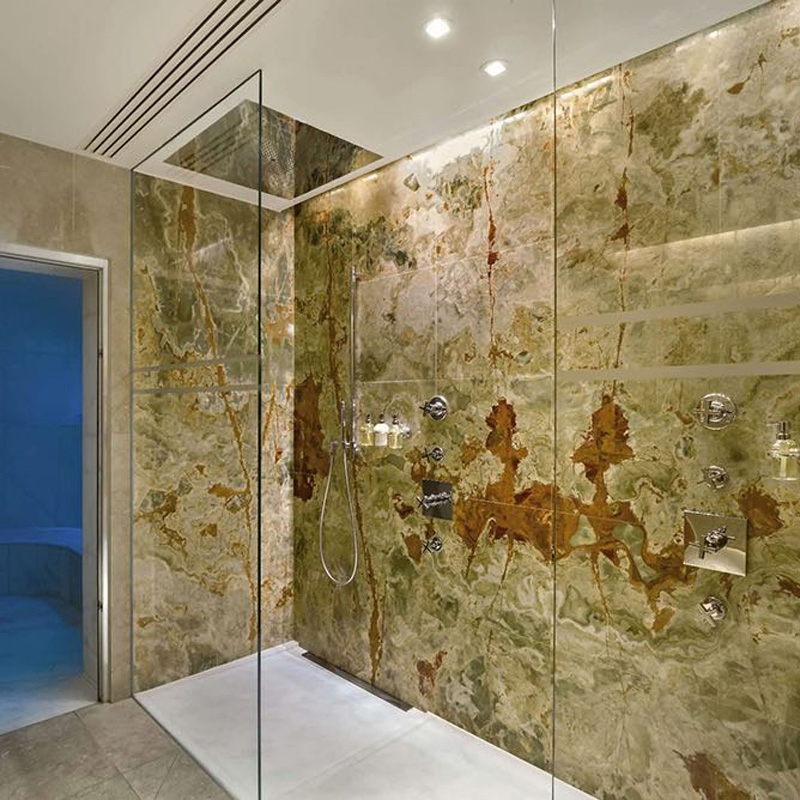 Factory Directly Price Bathroom Design Green Onyx Slab Marble Wall