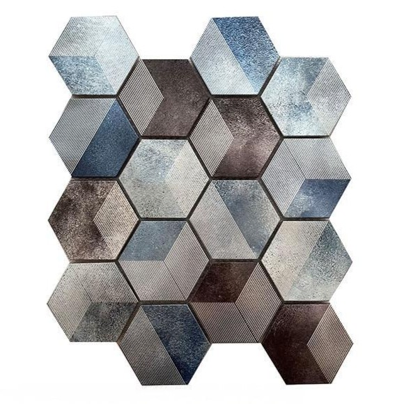 Custom Pattern Hexagon Aluminum Metal Mosaic Waterproof Decorative Tiles for Kitchen Backsplash Bathroom Wall Unique Home Improvement Panels
