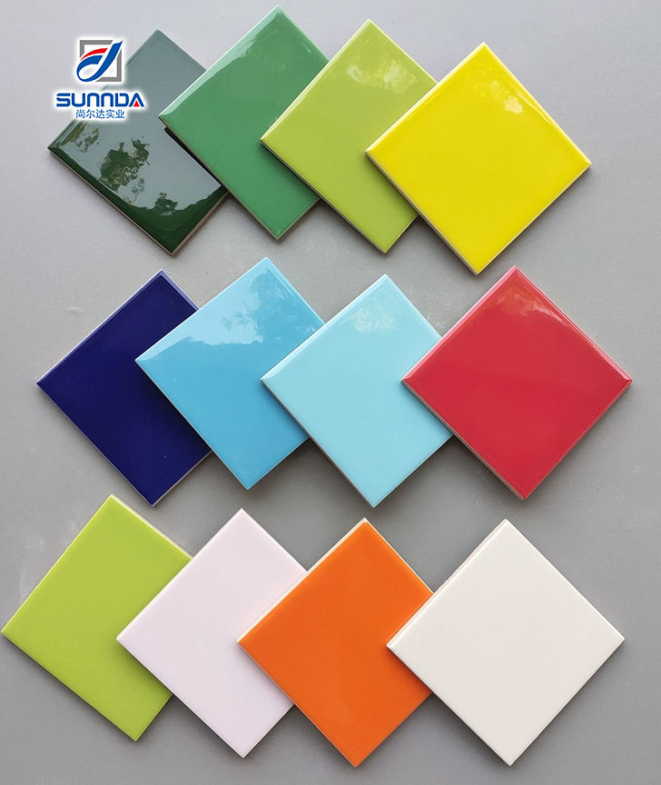 China Sunnda Good Quality 150X150mm Waterproof Glossy and Matte Bathroom Decorative Solid Color Glazed Ceramic Wall Tiles