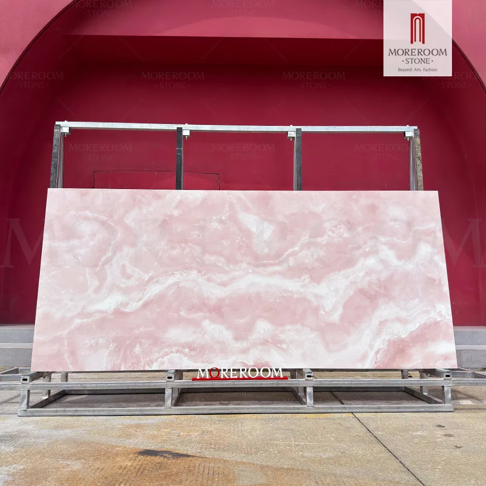 Pink Sintered Stone Countertop Artificial Porcelain Marble Slab for Wall and Floor