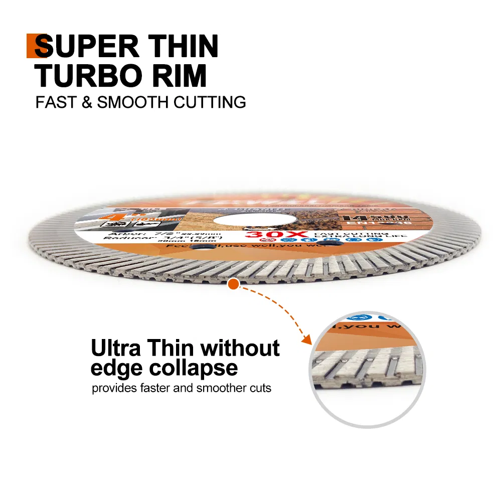 Hot Press 4 Inch 105*1.3*10*22.23mm Ultra Thin Turbo Diamond Saw Blade for Tile Bricks Granite Concrete Marble Cutter