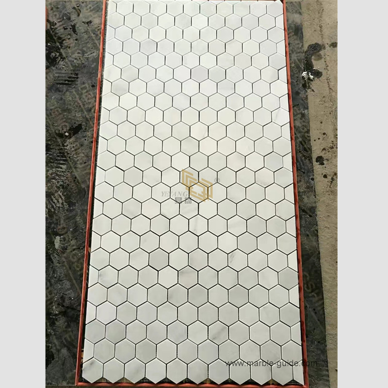 Natural White Marble Mosaic Hexagon Tiles for Wall Decoration/Kitchen/Backsplash Swimming Pool