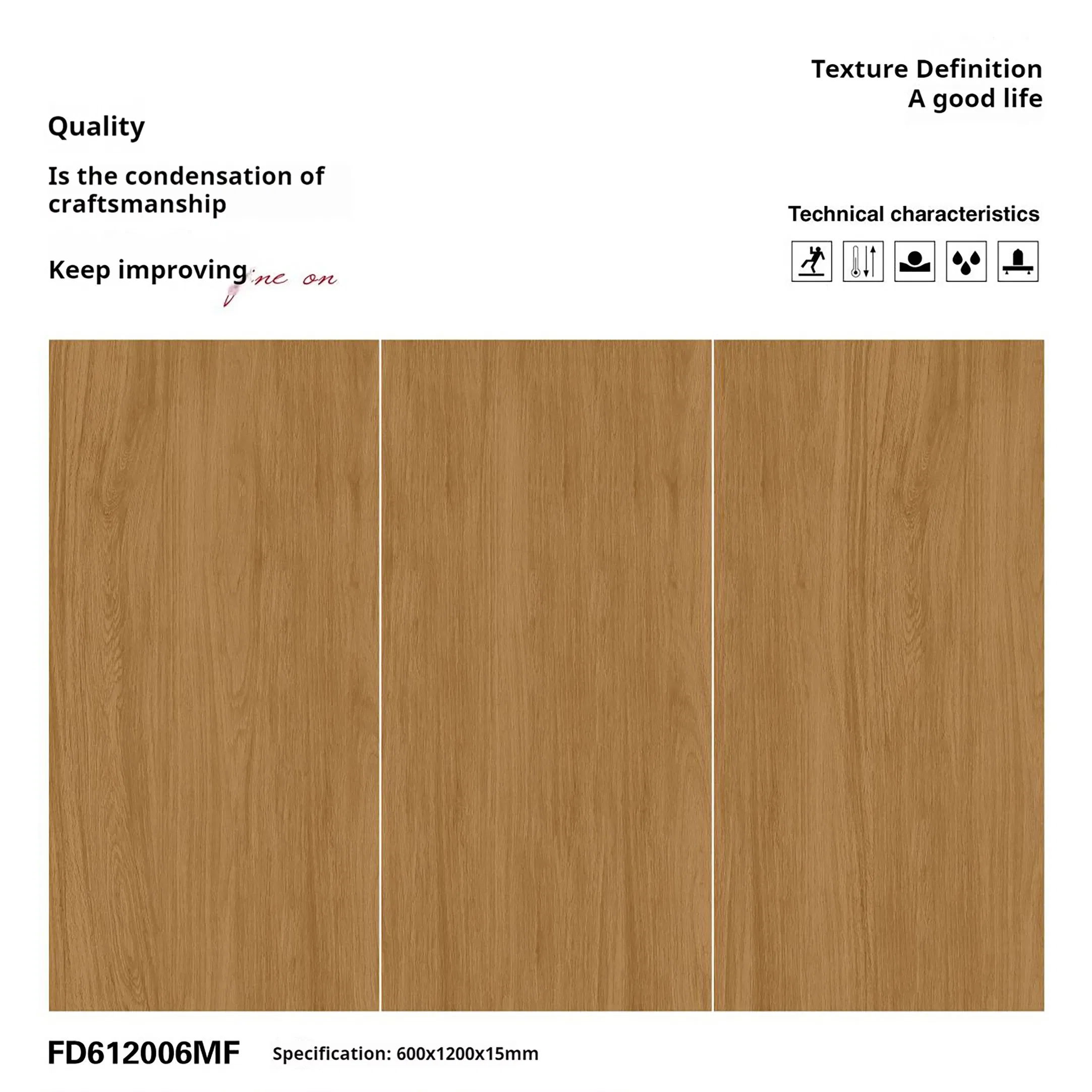 Wear-Resistant Glazed Wood-Effect High-Traffic Commercial Porcelain Stair Tile