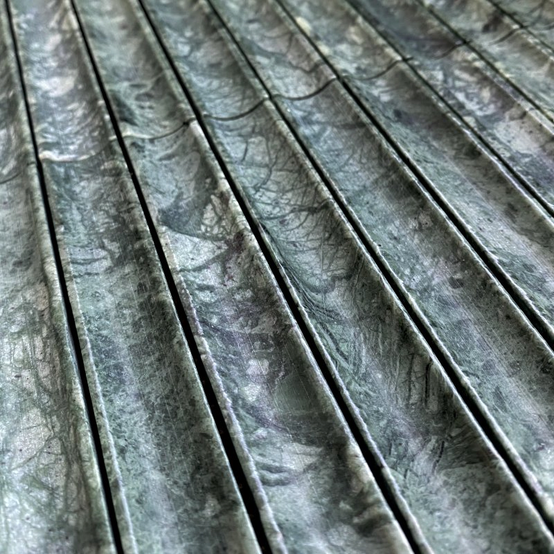 Green Strip Marble Mosaic Backsplash Kitchen Bathroom Wall Project Finger Kitkat Matte 3D Concave Strip Marble Mosaic Tile