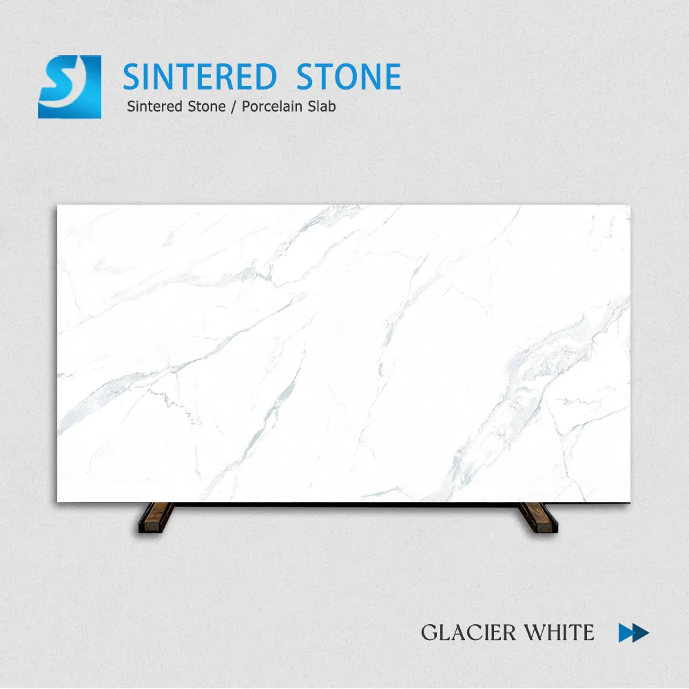 Polished White Larg Format Porcelain Marble Sintered Stone Office Reception Desk Stain Resistant Eco Friendly Foshan