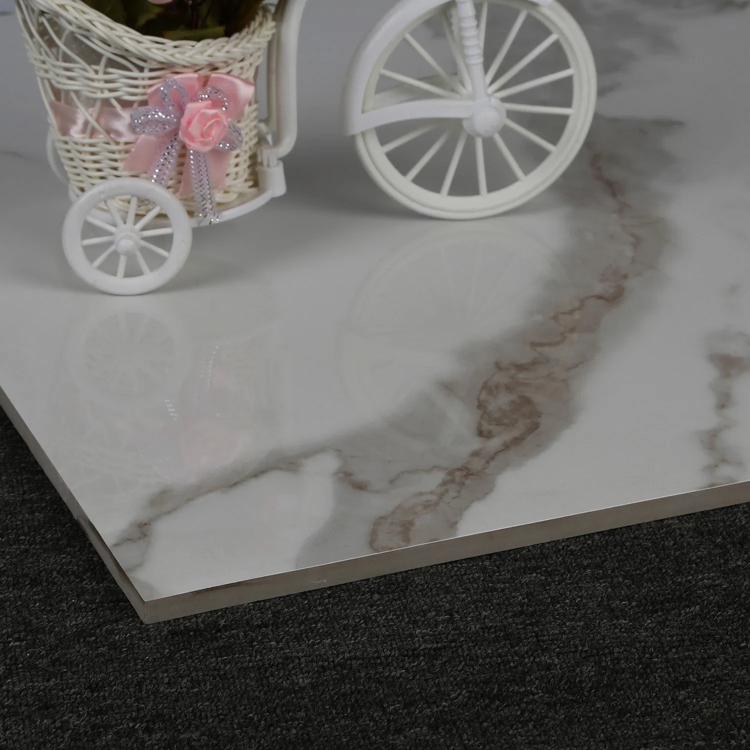 Foshan First Choice Bathroom Natural Cararra White Marble Full Polished Glazed Vitrified Normal Glazed Ceramic Porcelain Wall