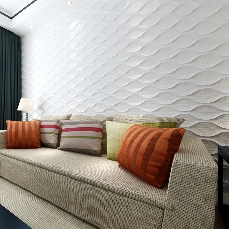 Manufacturer 625mm*800mm 3D Plant Fiber Wall Panels Decorative Paintable Art 3D Wall Tiles