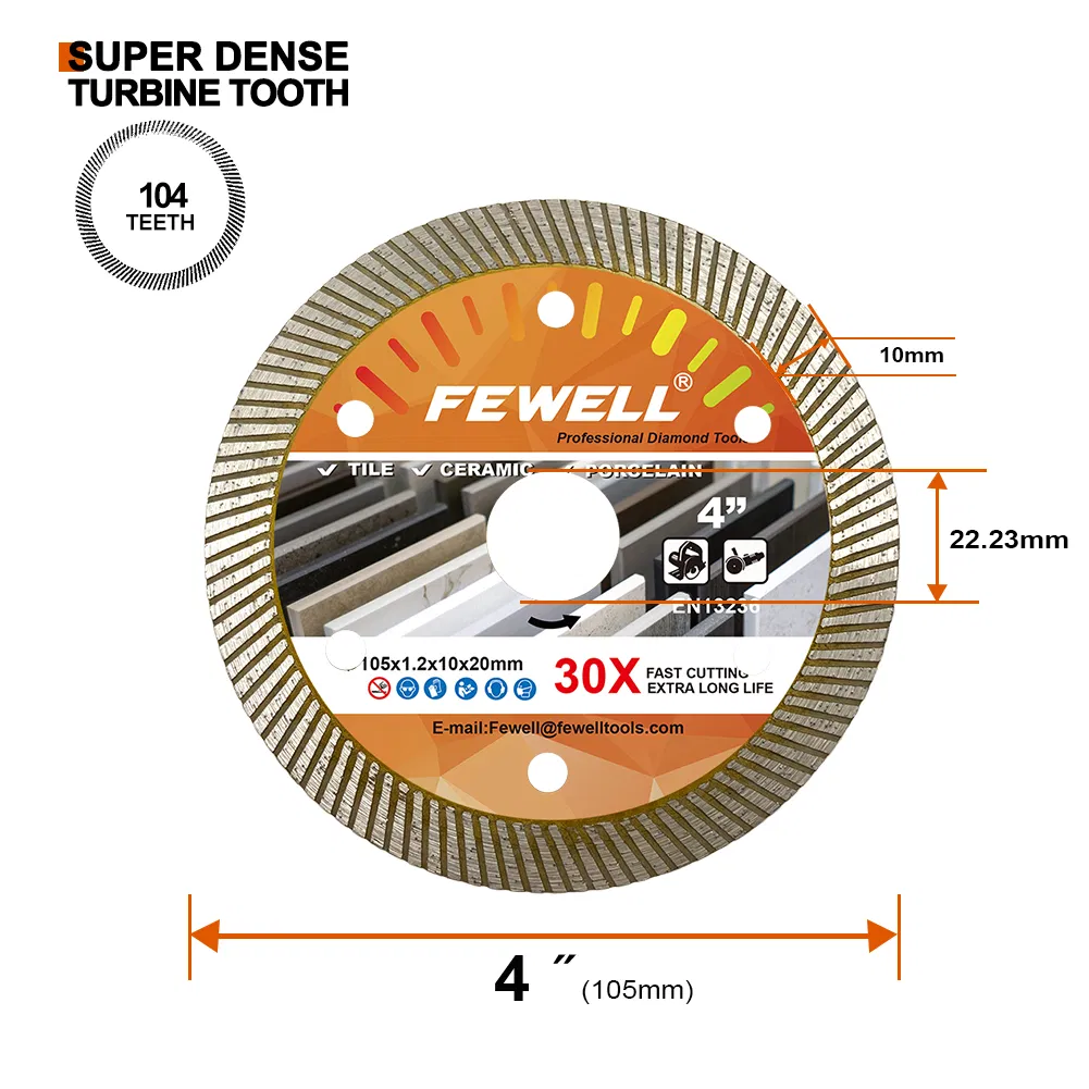 105*10*20mm Hot Press 4inch Tools Ultra Thin Turbo Cutting Disc Supplier Diamond Saw Blade for Porcelain Tile Ceramic