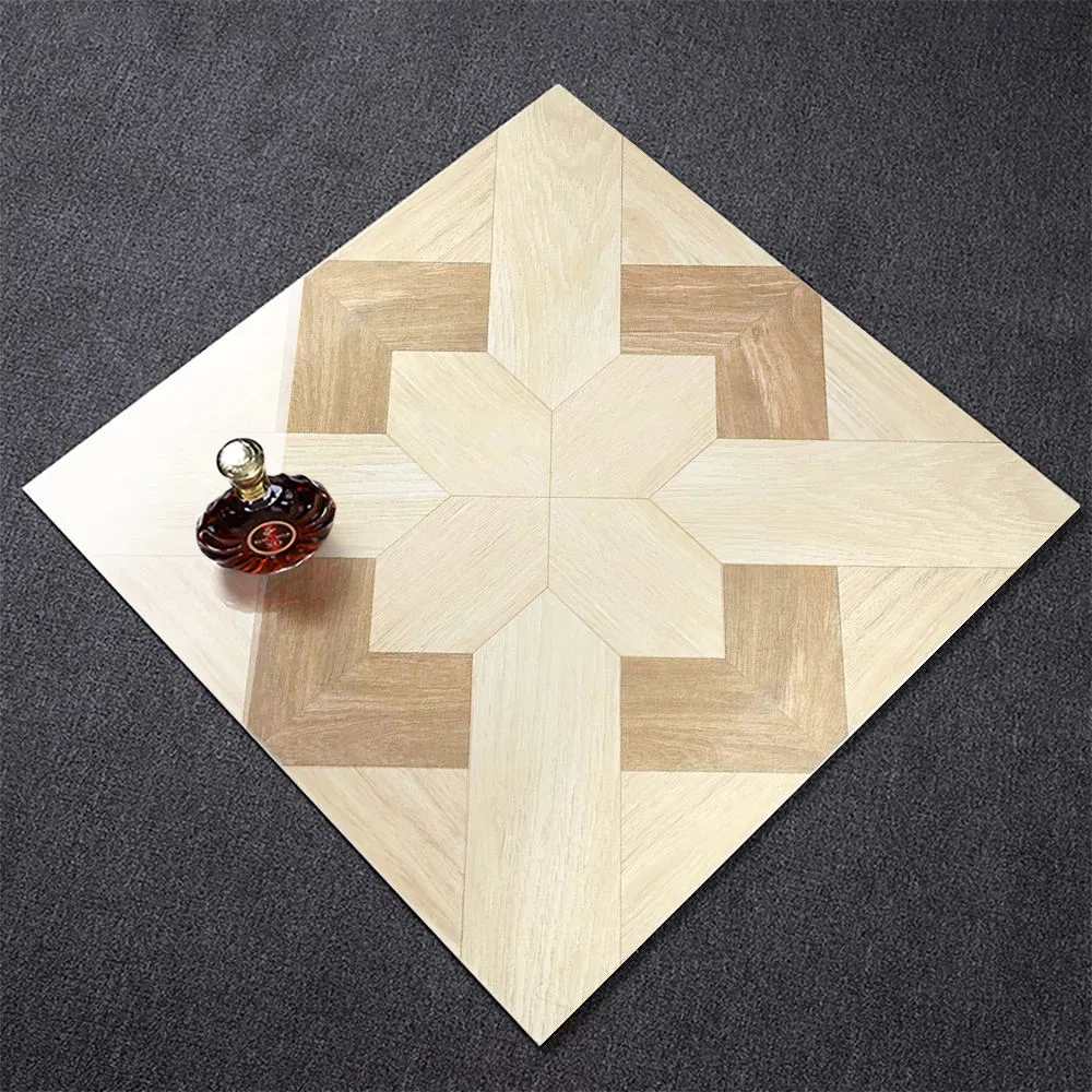 Wooden Effect Polished Porcelain Tiles for Living Room 60X60 Floor Tile Wood Flooring Glazed Full Body Wood Tile