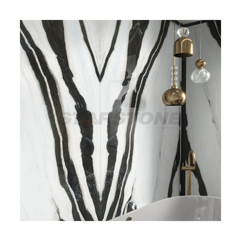 Starstone Factory Price Natural Stone Panda White Marble Home Decoration Bathroom Wall Panel Tile