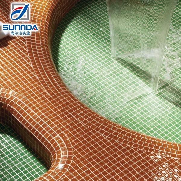 Sunnda Fashionable High Quality Ocean Blue Crystal Glass Mosaic Decorative Ceramic Mosaic Tile for Swimming Pool Bathroom