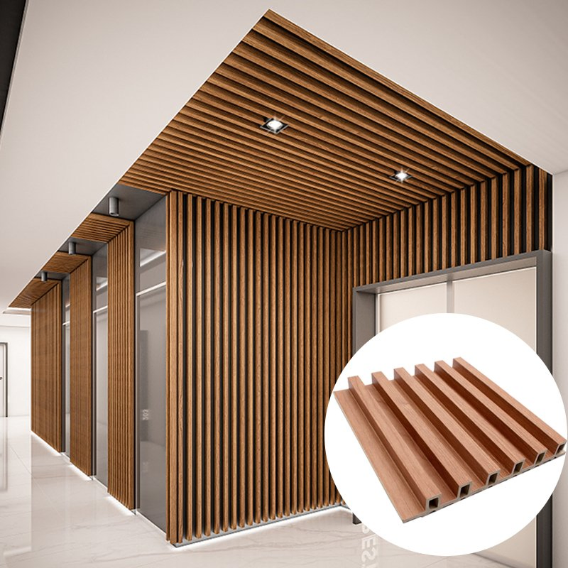 Consmos Factory Wholesale Wood Alternative Building Material Interior Fluted Cladding PVC Decorative WPC Wall Panel