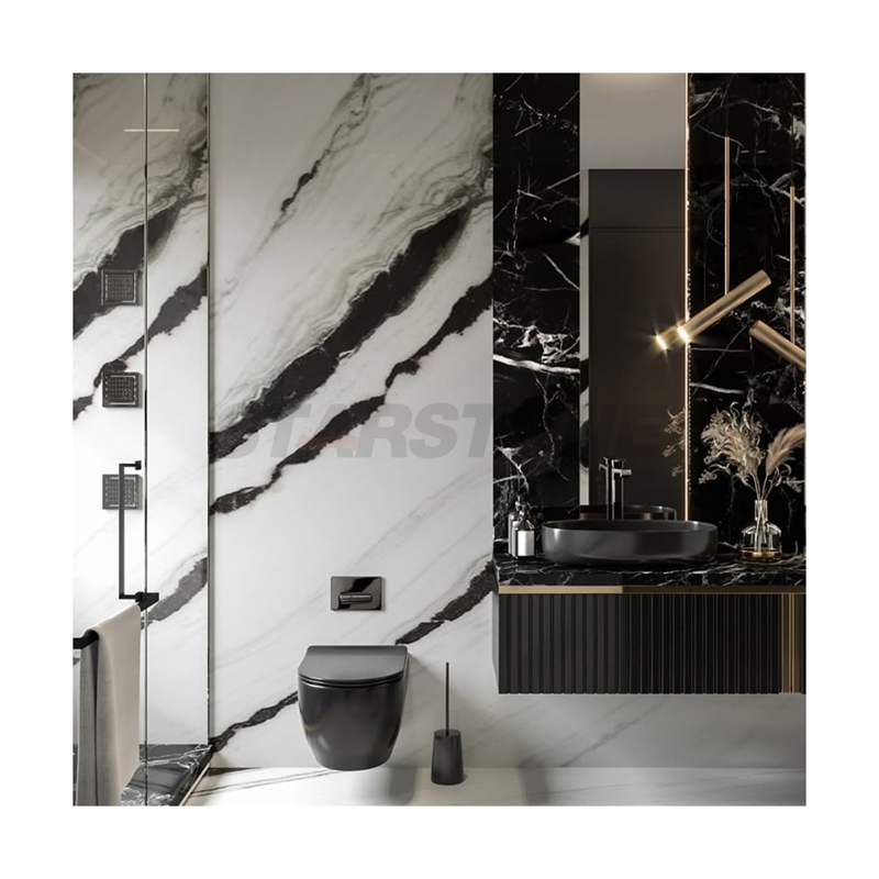 Starstone Factory Price Natural Stone Panda White Marble Home Decoration Bathroom Wall Panel Tile