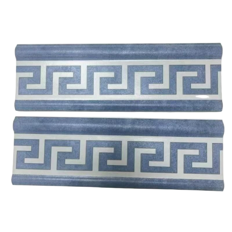 High Gloss Marble Effect Porcelain Decorative Strip Rectangular Ceramic Wall Molding Water Resistant Waistline Tile