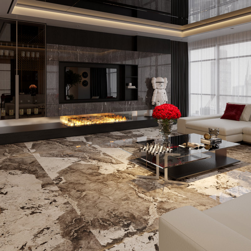 Luxurious Milan Brown Sintered Stone Slab for Elegant Spaces