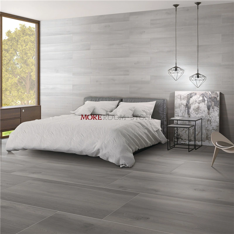 Anti Slip Gray Timber Wood Look Porcelain Tiles Floor