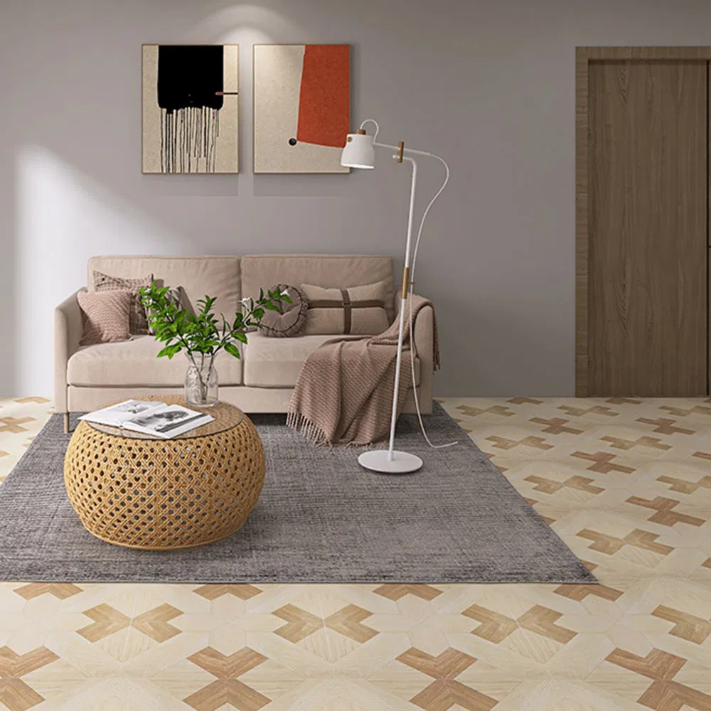 Wooden Effect Polished Porcelain Tiles for Living Room 60X60 Floor Tile Wood Flooring Glazed Full Body Wood Tile