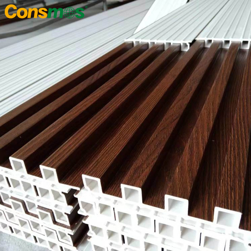 Consmos Factory Wholesale Wood Alternative Building Material Interior Fluted Cladding PVC Decorative WPC Wall Panel