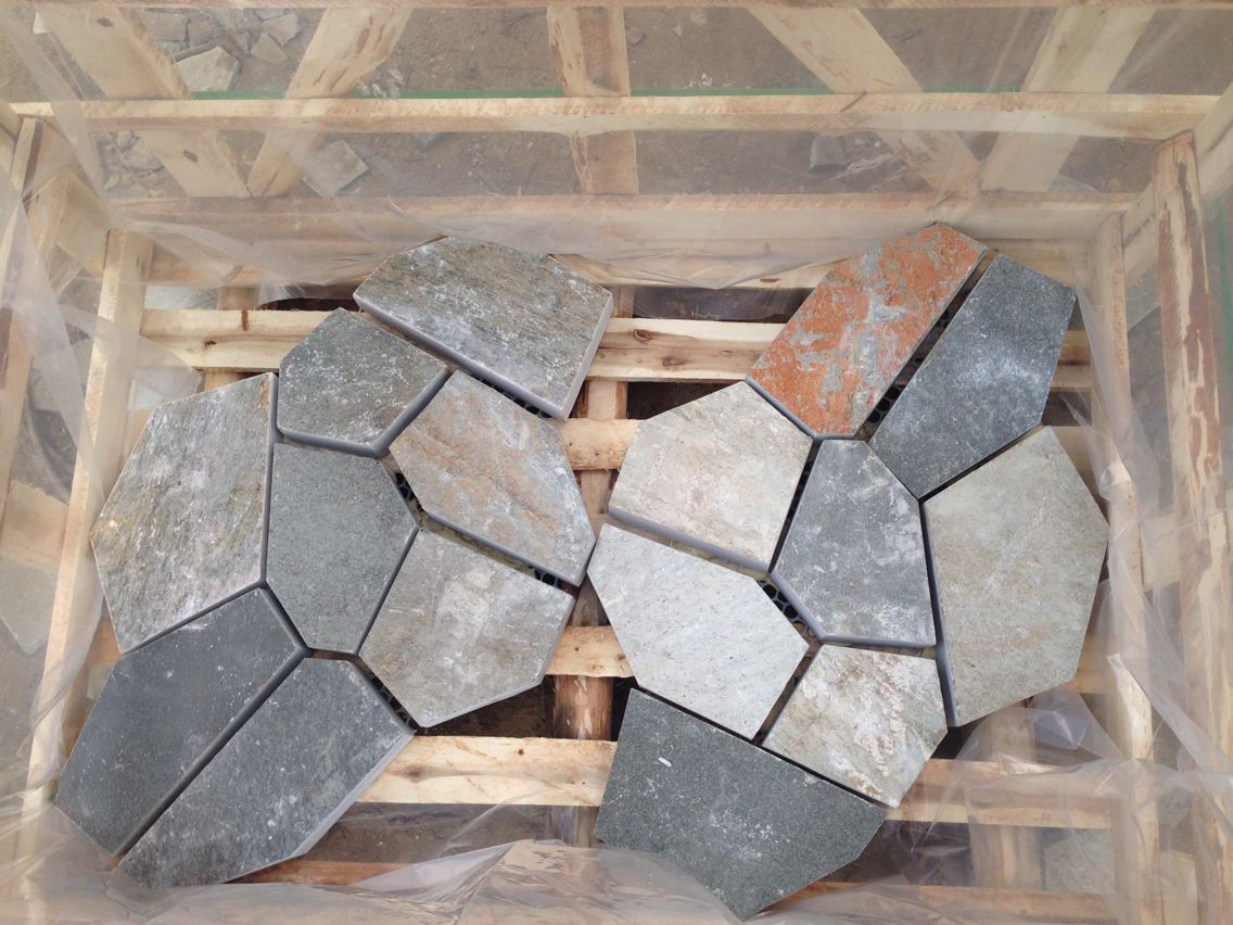 Outdoor Irregular Flagstone Paving Slate Paver with Mesh Stone Crazy Paving