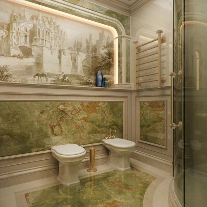 Factory Directly Price Bathroom Design Green Onyx Slab Marble Wall