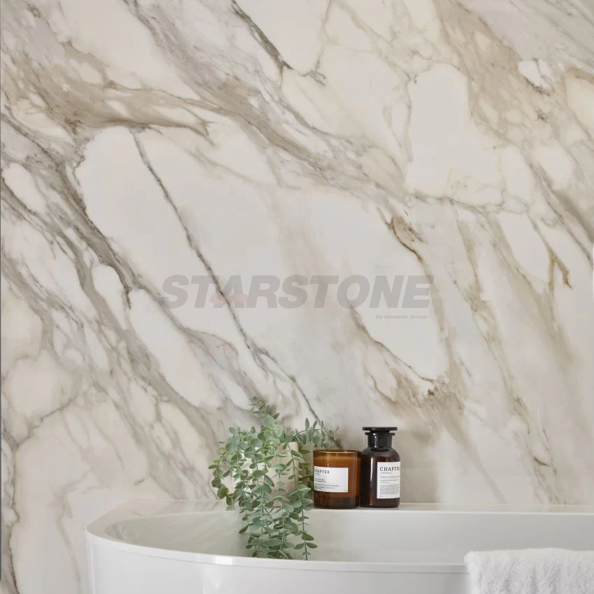 Starstone Interior Design Natural Calacatta Marble Bathroom Shower Wall for Apartment Project