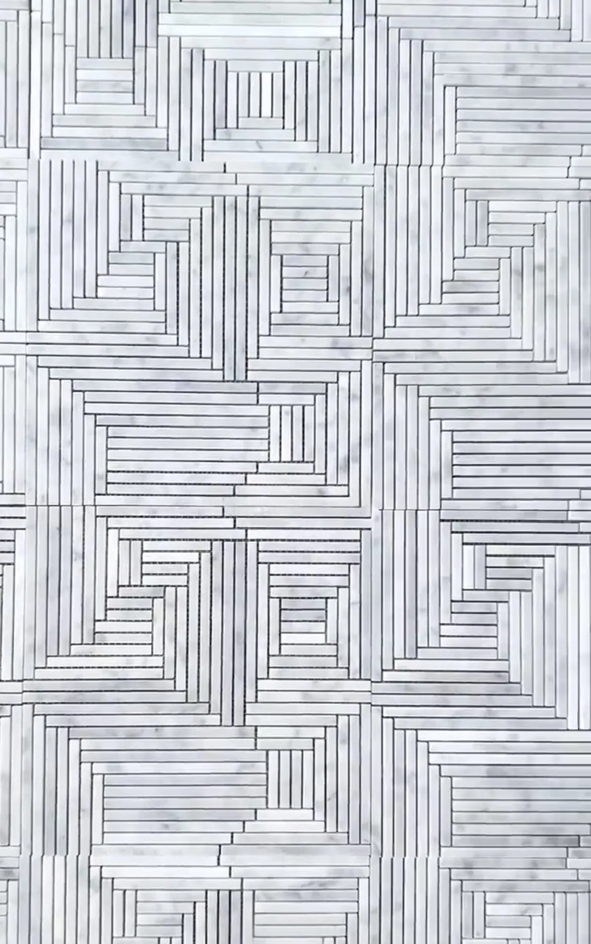 Natural stone Selected Polished/honed Random Linear Mixed Strip Carrara White Marble Maze Mosaic Tile for Indoor/Interior kitchen/bathroom Floor/wall/backsplash